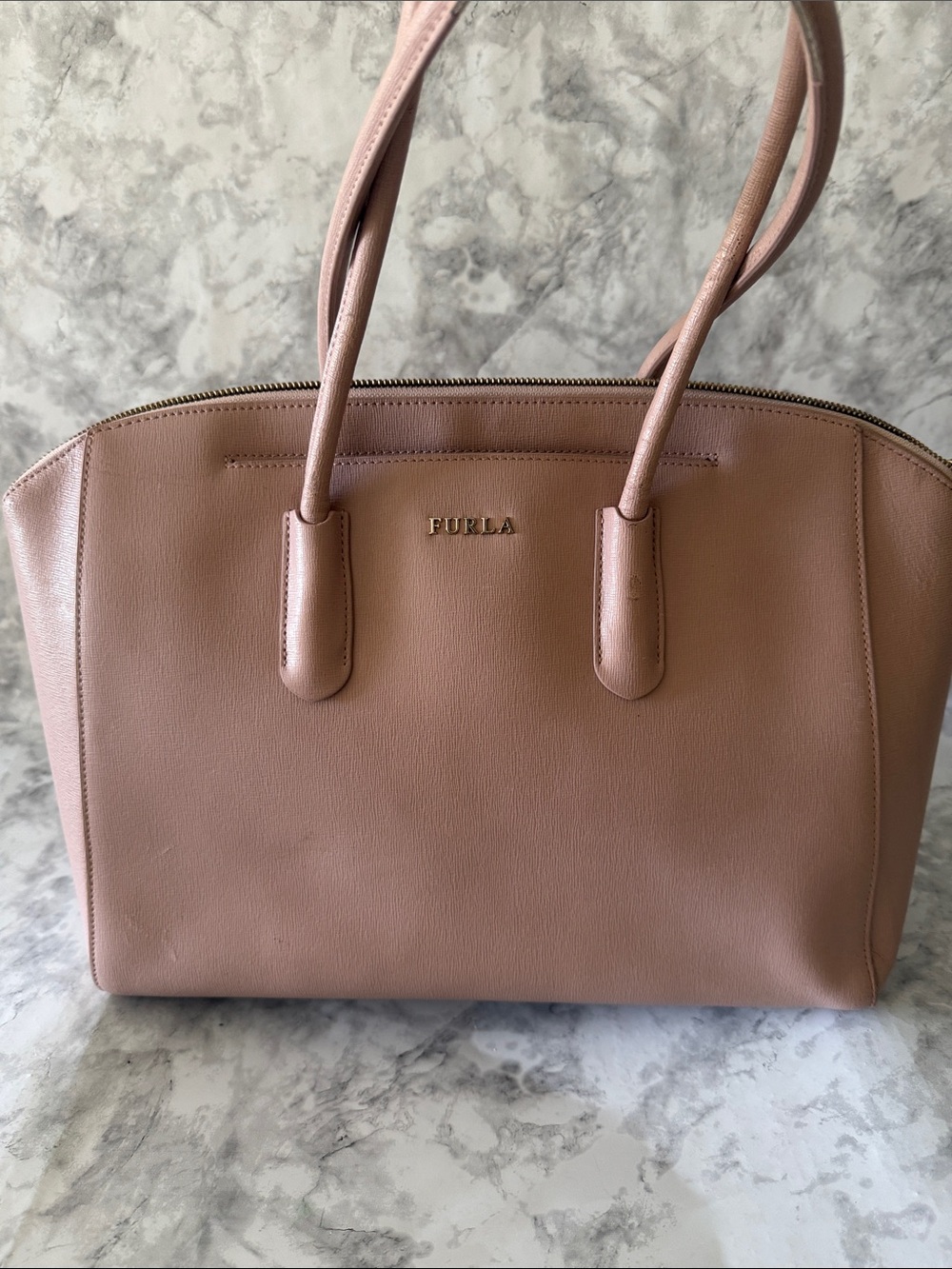 Furla Dusty Pink Leather Tote Bag